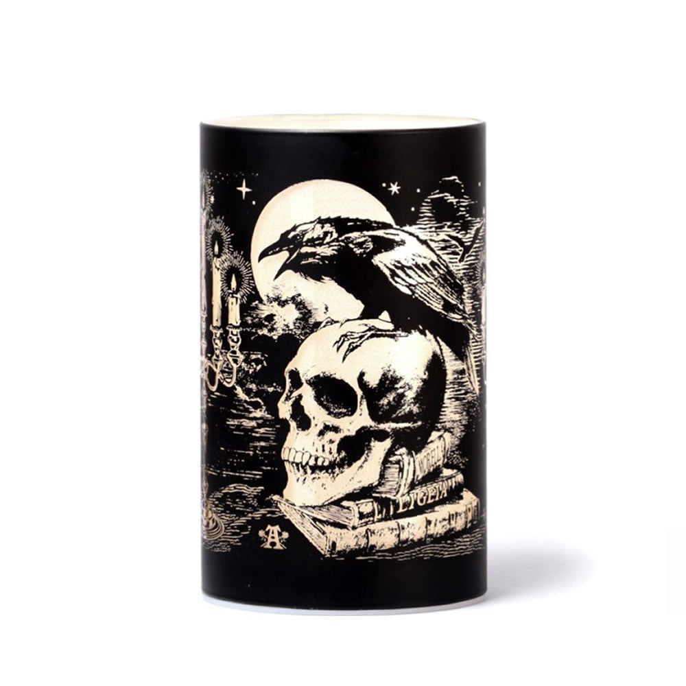 Alchemy Gothic Poe's Raven LED Etched Black Glass Light LED6