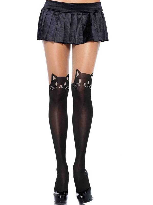 Leg Avenue Kura Black Cat Thigh High Stockings