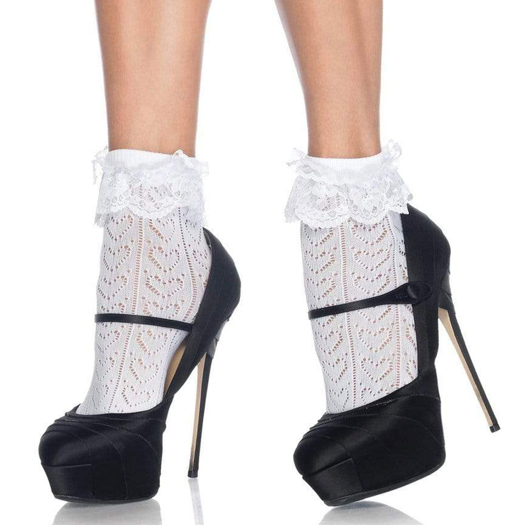 Leg Avenue Lei Lace White Ankle Socks