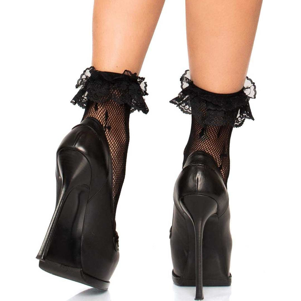 Leg Avenue Maria Cross Lolita Net Ankle Socks