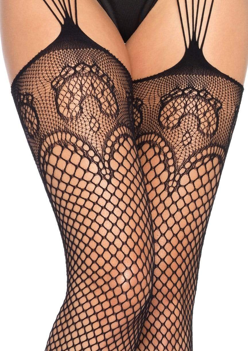 Leg Avenue Duchess Garter Belt Fishnet Stockings