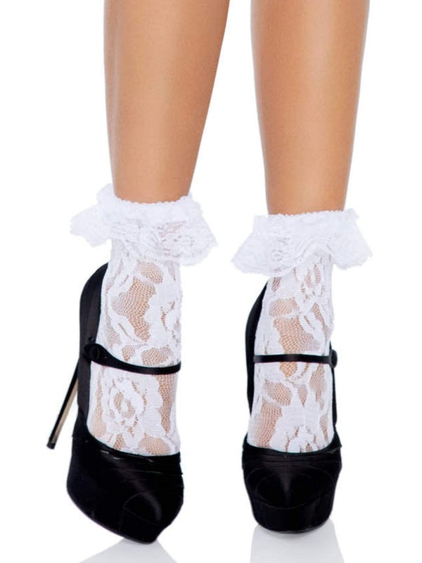 Leg Avenue Liora Lace Ankle Socks with Ruffle Cuff