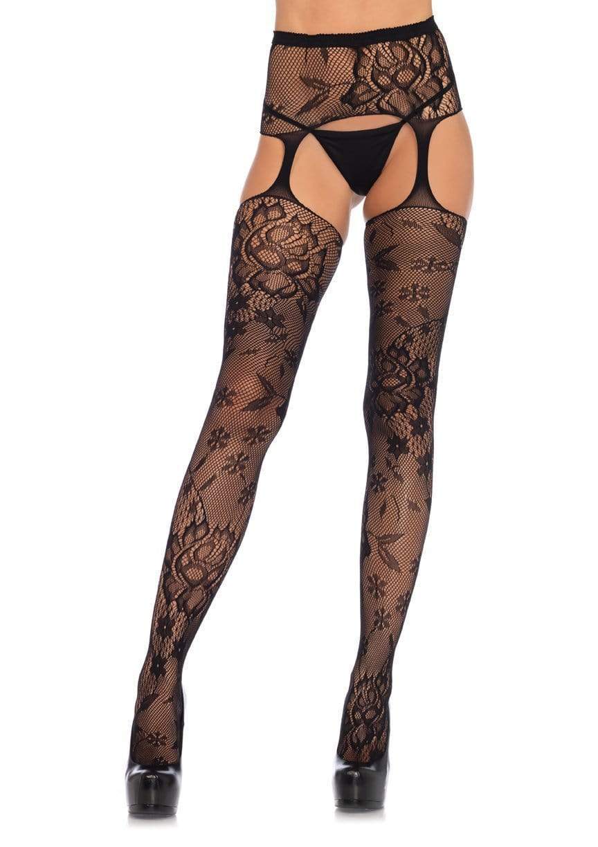 Leg Avenue Chelsea Floral Lace Garter Stockings