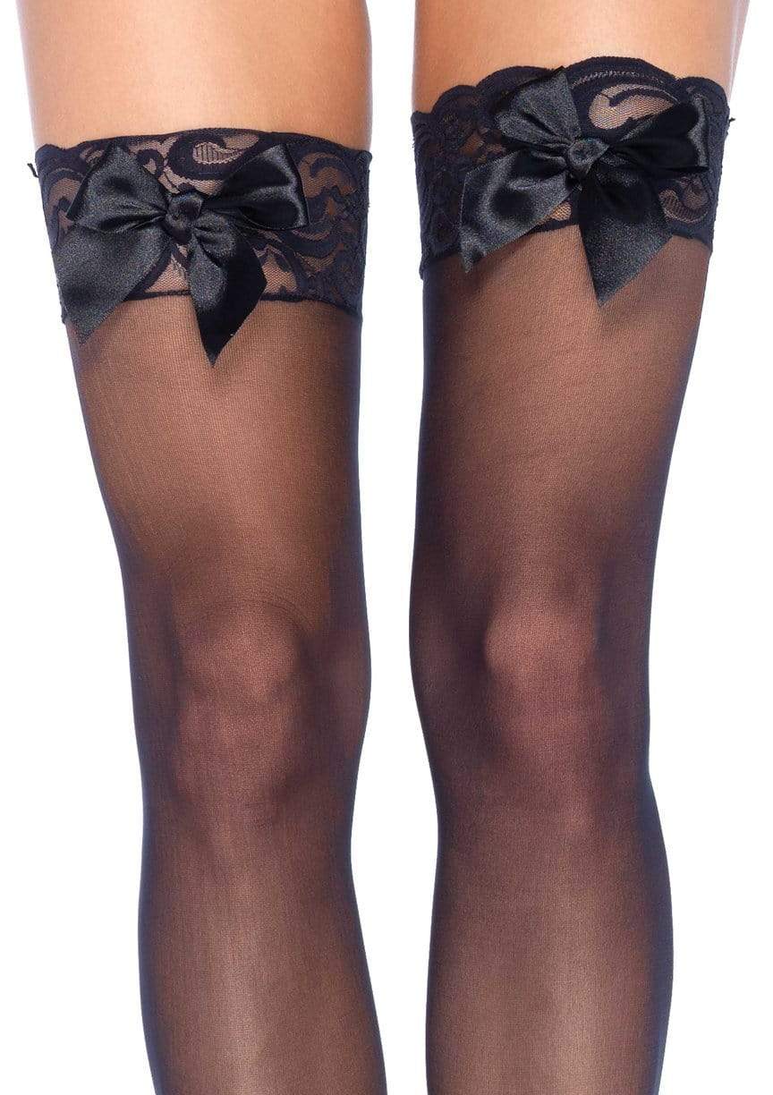 Leg Avenue Bunny Sheer Thigh High Bow Stockings