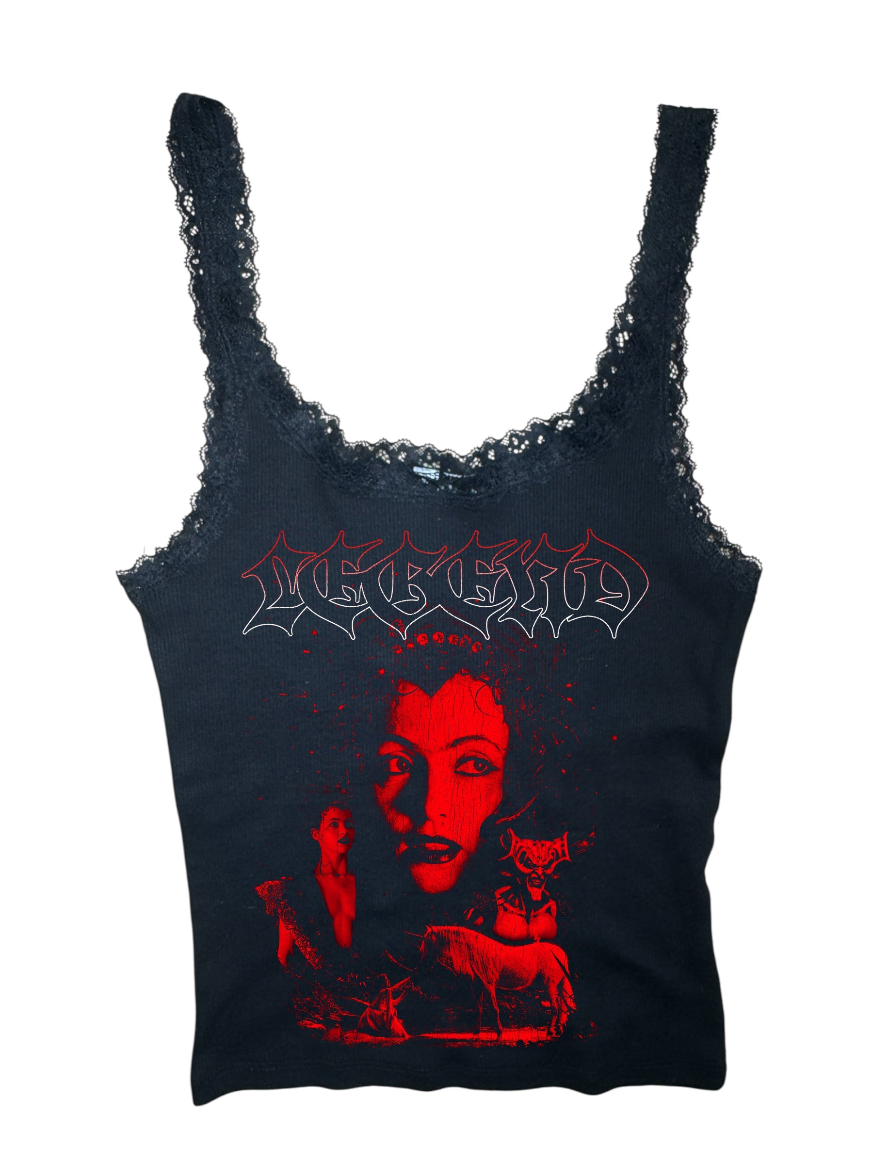 Vera's Eyecandy Legend Princess Lili Ribbed Lace Camisole Tank Top