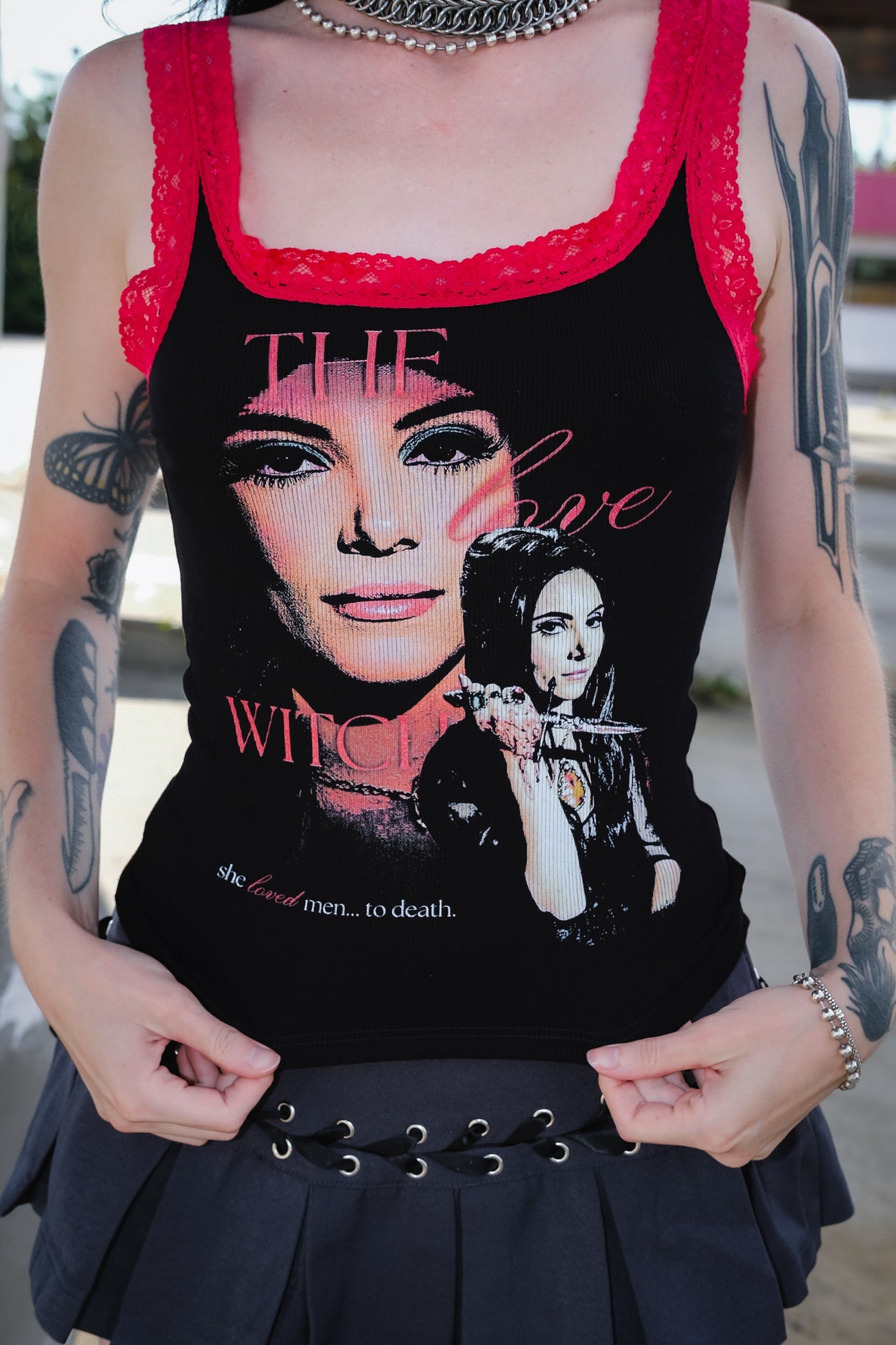 Vera's Eyecandy The Love Witch Red Lace Ribbed Tank Top