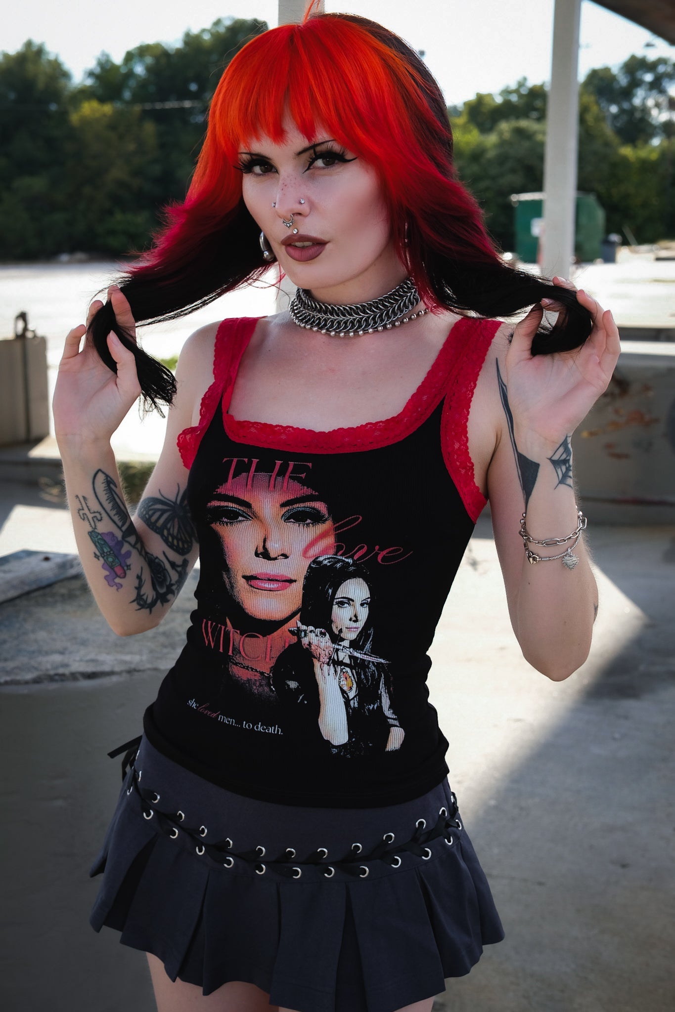 Vera's Eyecandy The Love Witch Red Lace Ribbed Tank Top