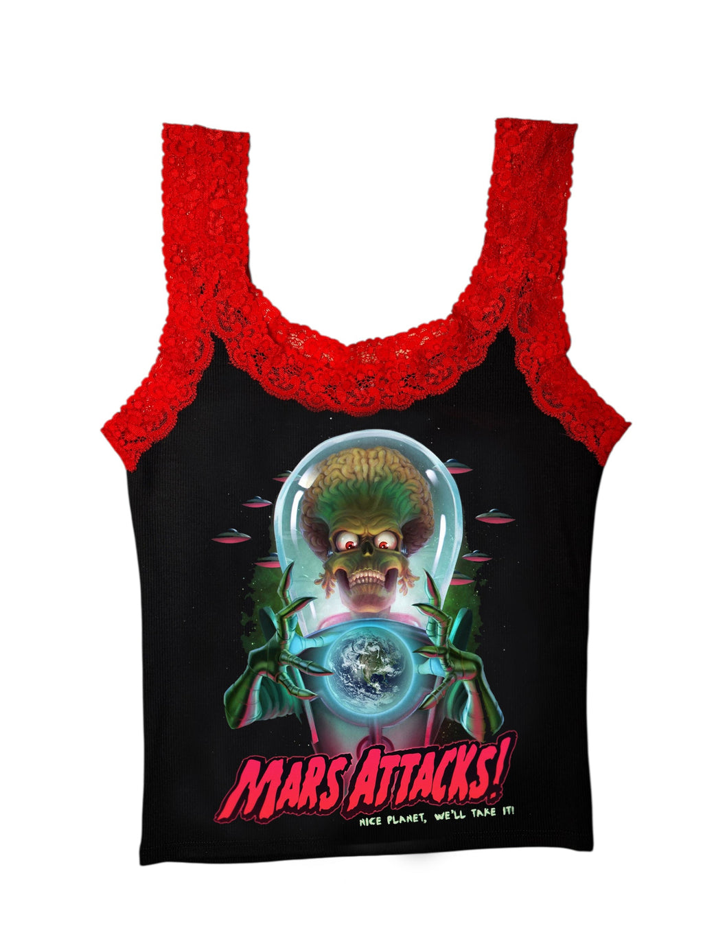 Vera's Eyecandy Mars Attack Lace Ribbed Tank Lmt Ed