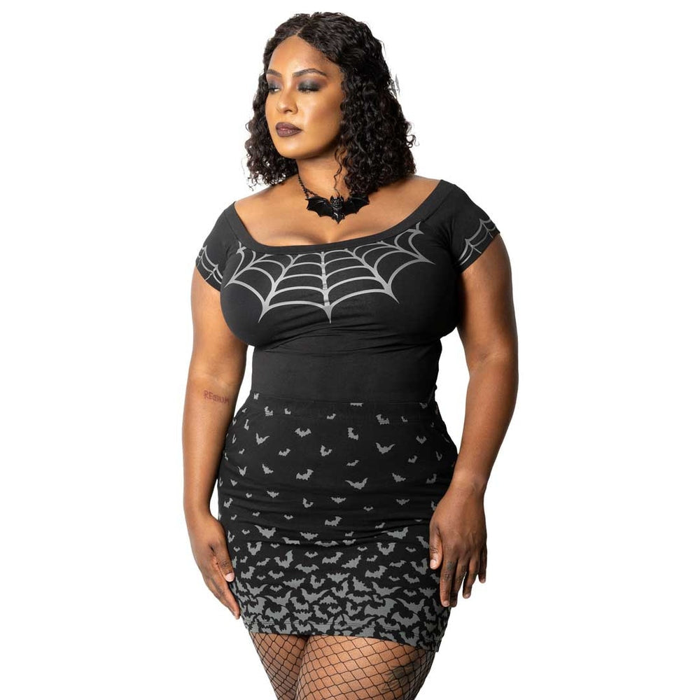 Kreepsville 666 Bat Repeat Gradient Mini Pencil Skirt