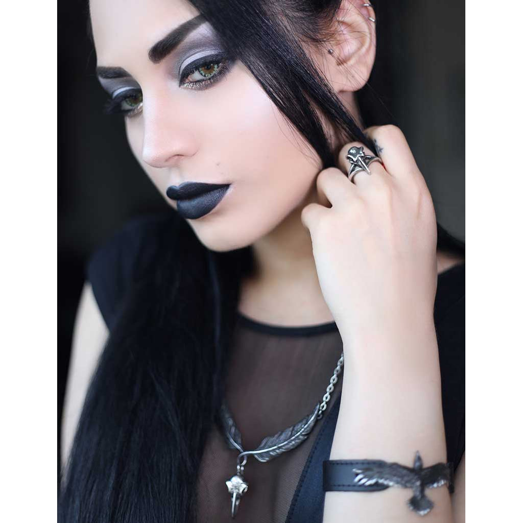 Alchemy Gothic Black Consort Raven Wrist Strap A109