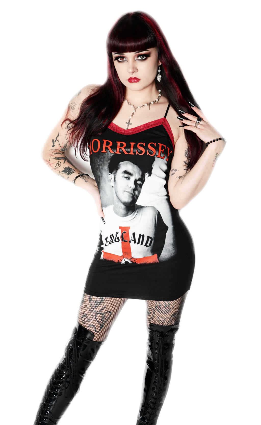 Vera's Eyecandy Morrissey Red Lace Strap Dress