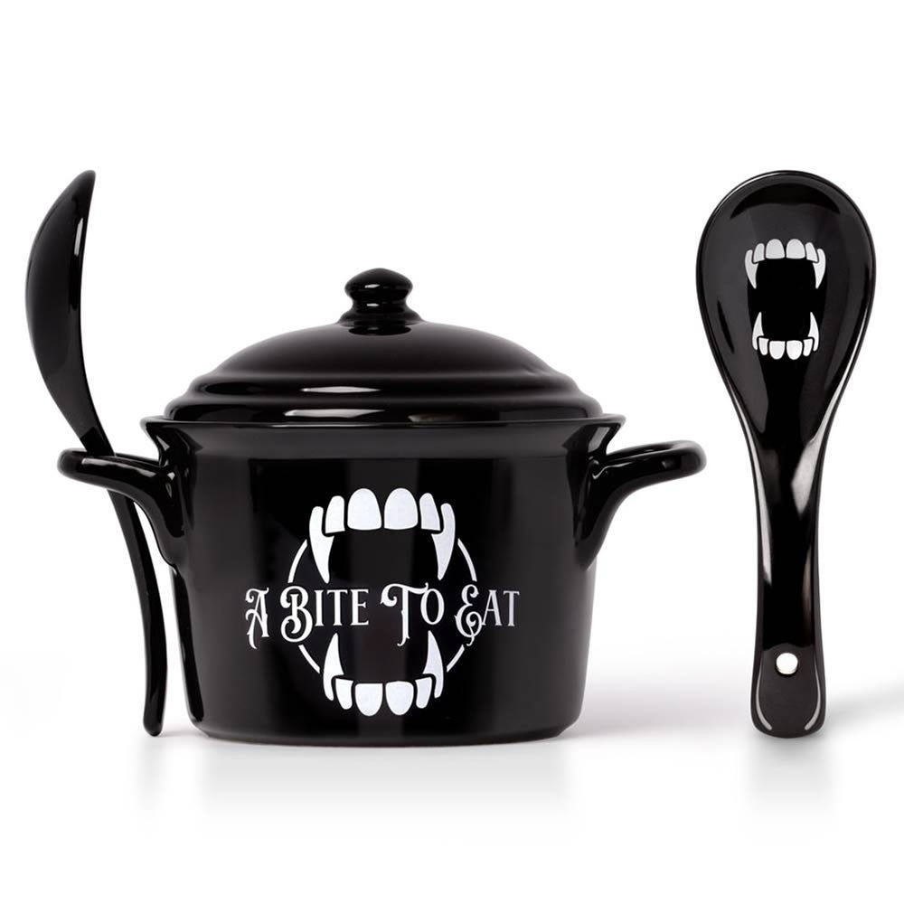 Alchemy Gothic A Bite to Eat Black Bowl & Spoon Set