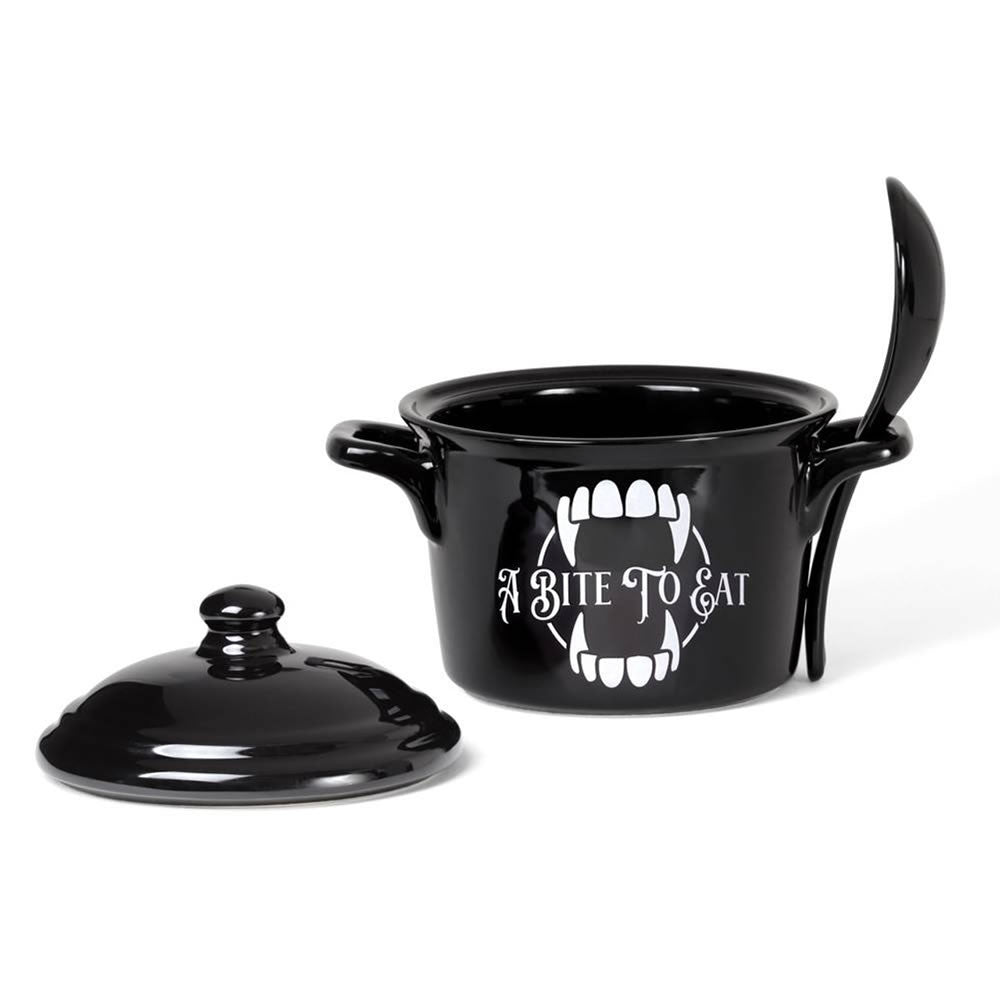 Alchemy Gothic A Bite to Eat Black Bowl & Spoon Set