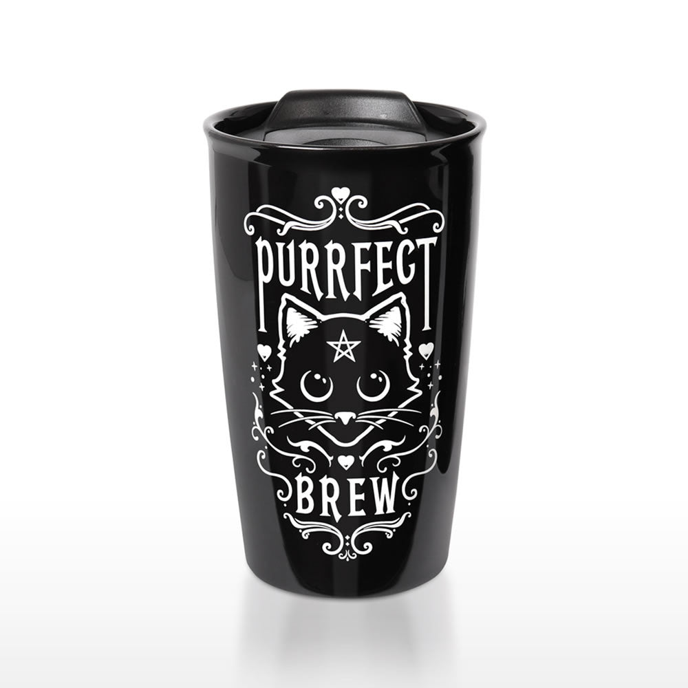 Alchemy Gothic Purrfect Brew Double Wall  Travel Mug MRDWM3