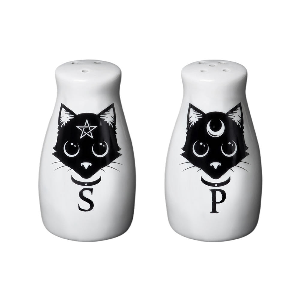 Alchemy Gothic Sacred Black Cat Salt Pepper Shakers MRSP3
