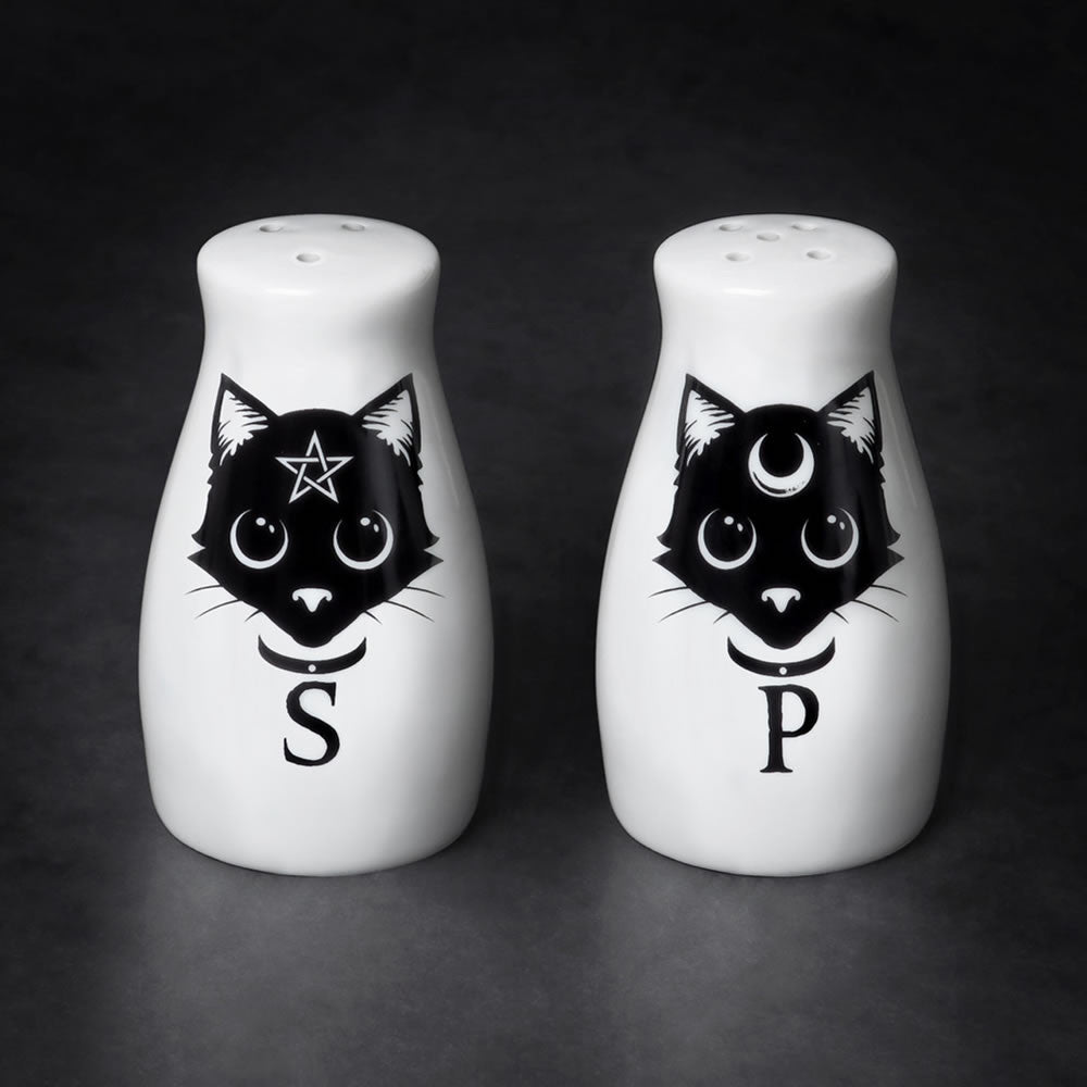 Alchemy Gothic Sacred Black Cat Salt Pepper Shakers MRSP3