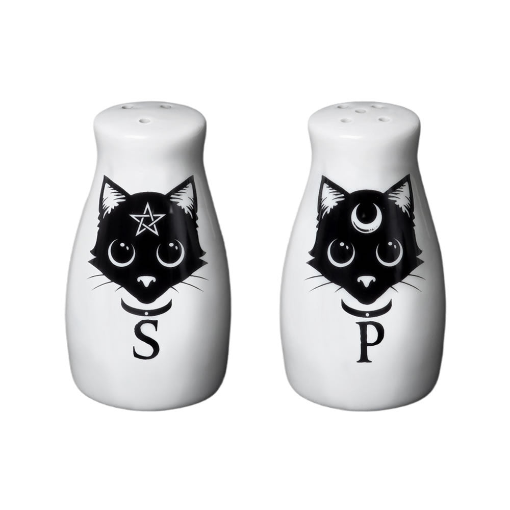 Alchemy Gothic Sacred Black Cat Salt Pepper Shakers MRSP3