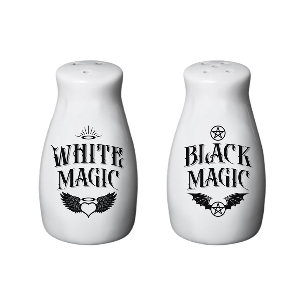 Alchemy Gothic White Magic Black Magic Salt Pepper Shakers MRSP4