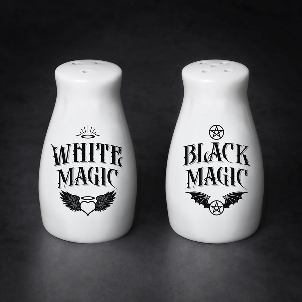 Alchemy Gothic White Magic Black Magic Salt Pepper Shakers MRSP4