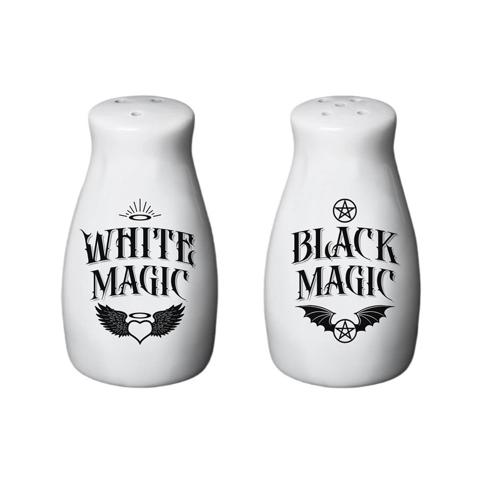 Alchemy Gothic White Magic Black Magic Salt Pepper Shakers MRSP4