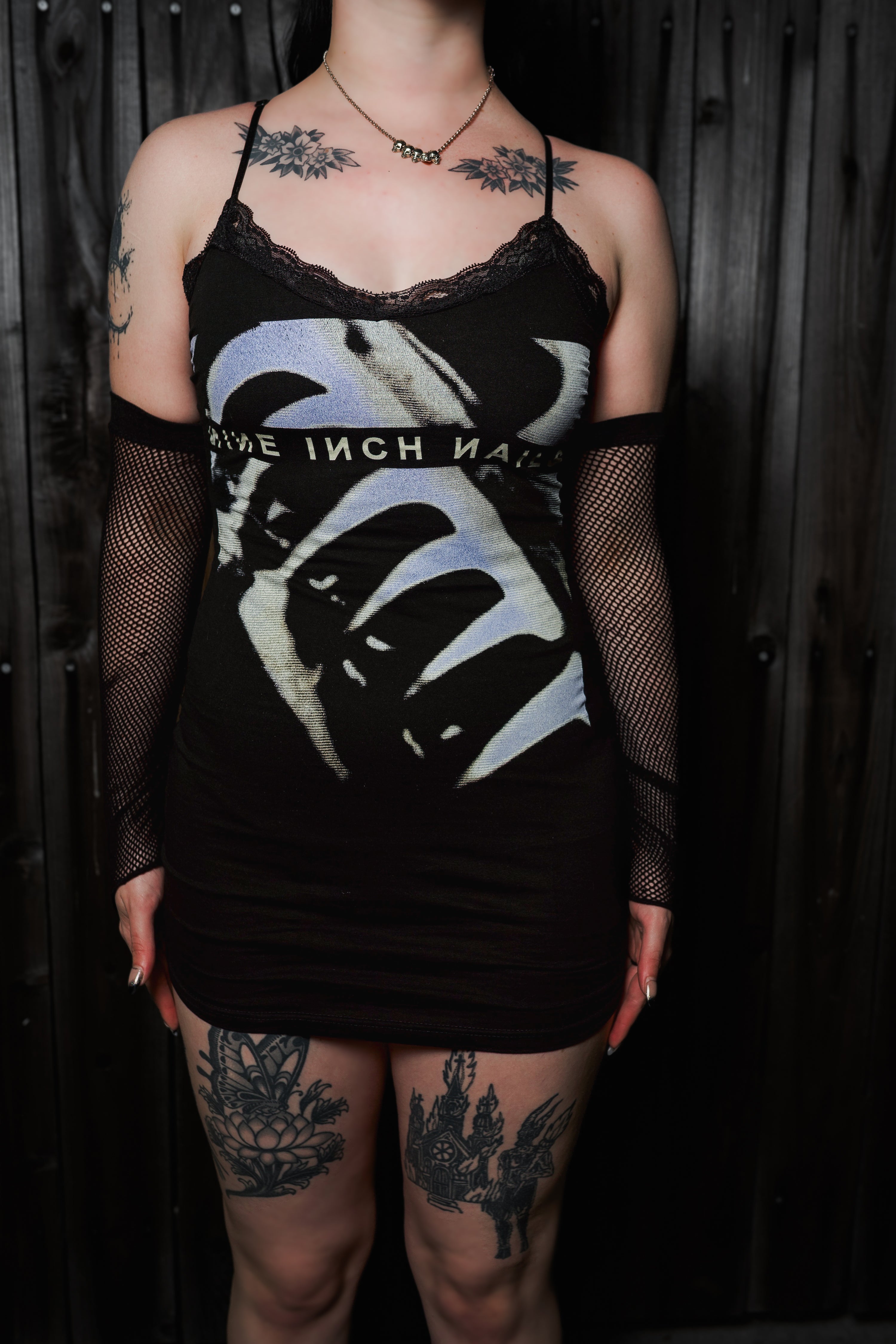 Vera's Eyecandy NIN Band Lace Strap Dress