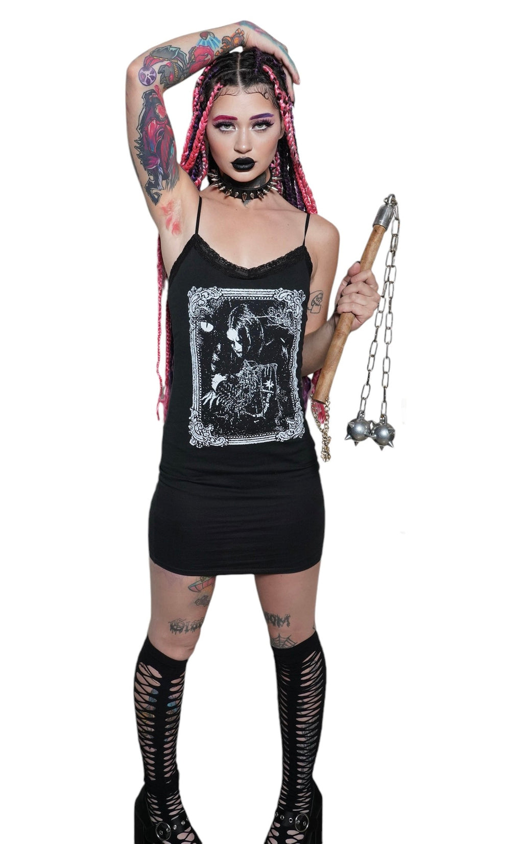 Vera's Eyecandy Norwegian Metalhead Lace Strap Dress