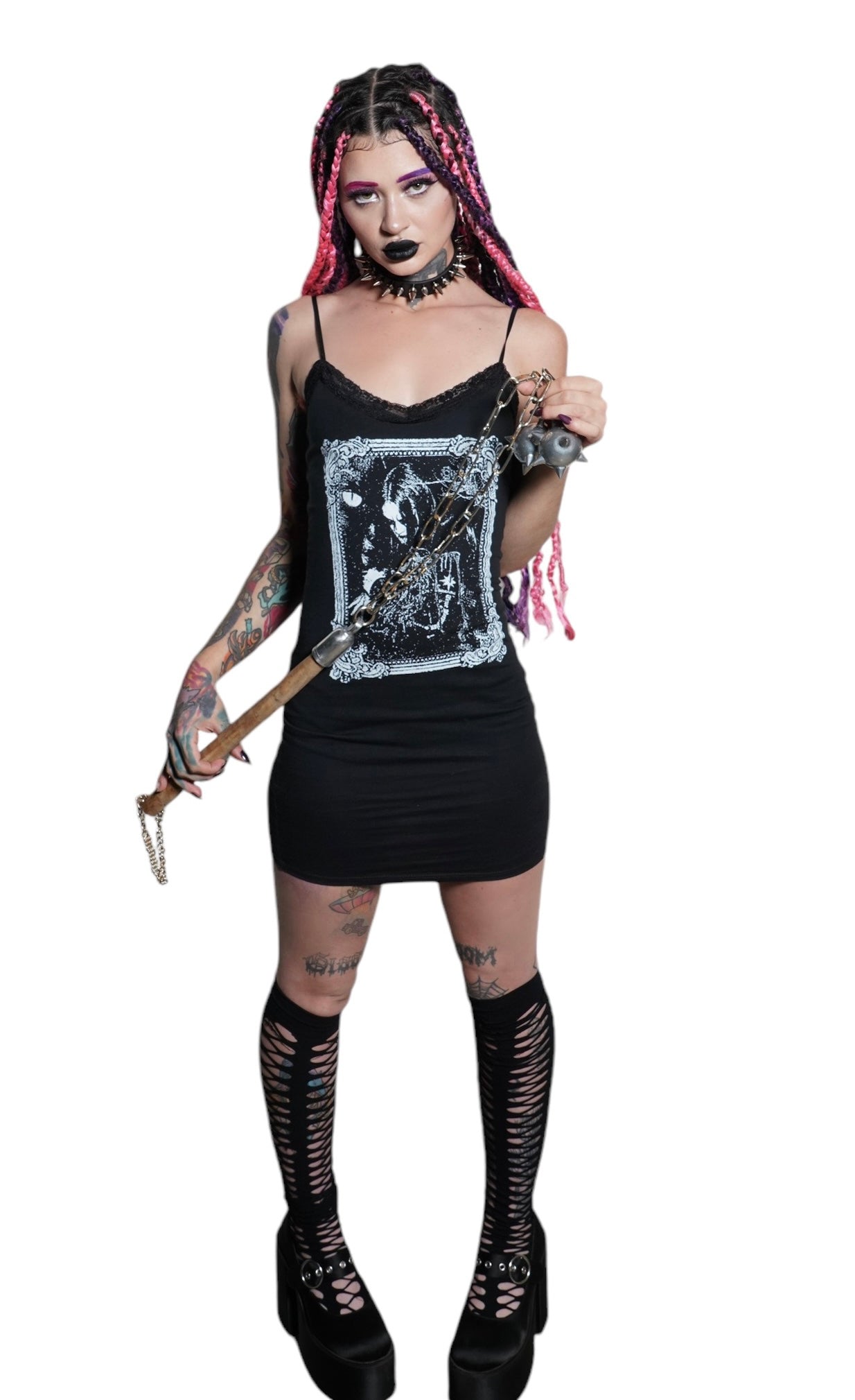 Vera's Eyecandy Norwegian Metalhead Lace Strap Dress