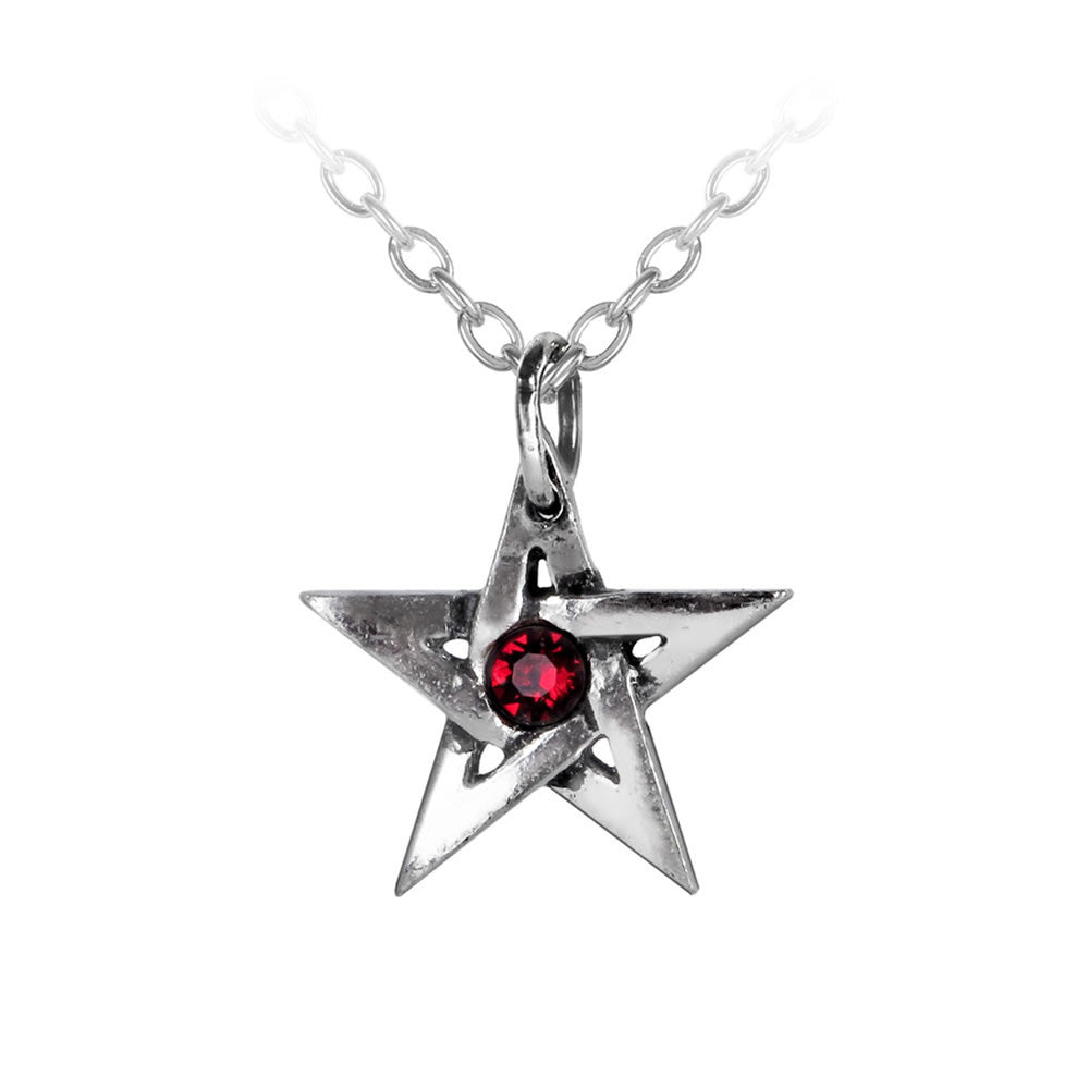 Alchemy Gothic Red Crystal Protective Amulet Pentagram P365