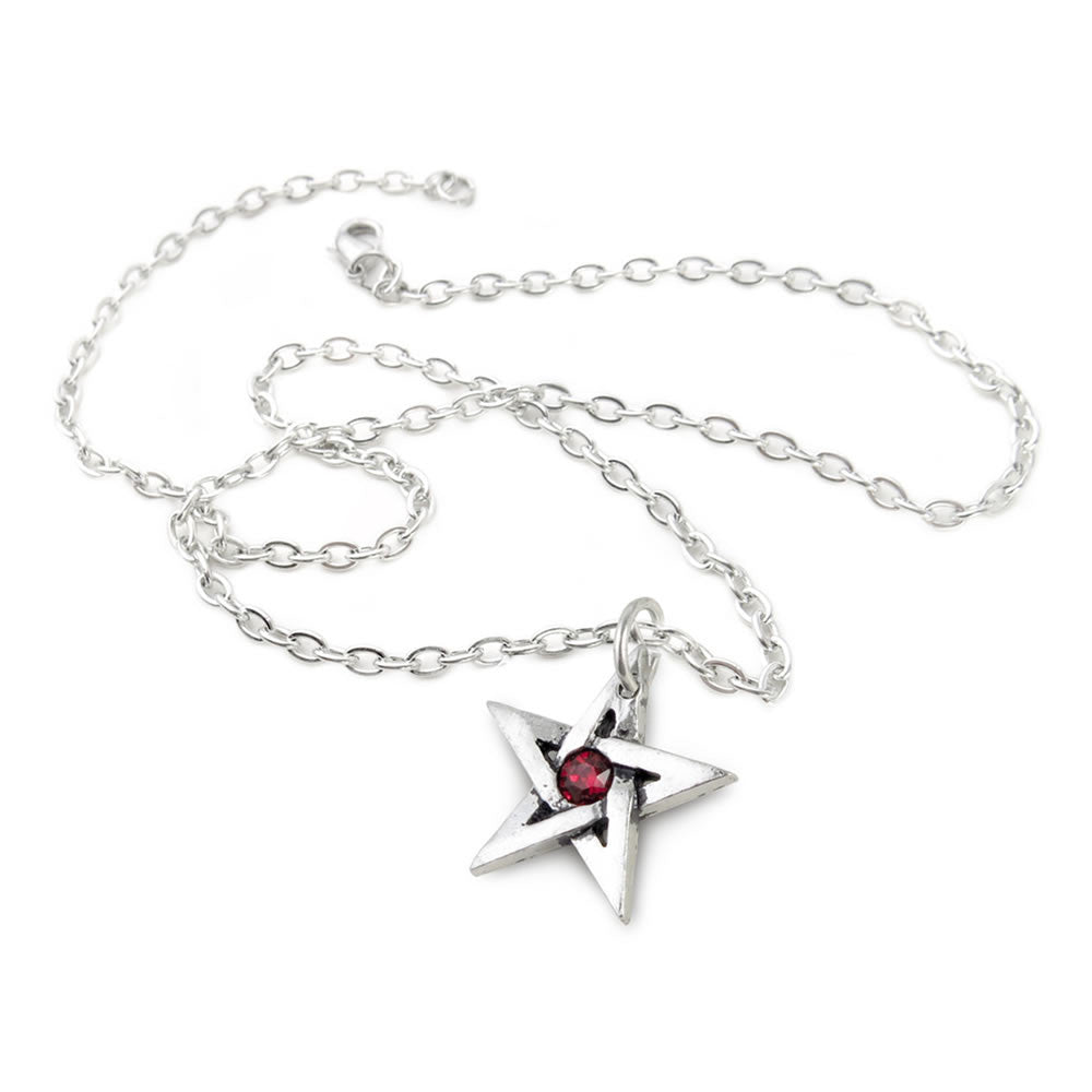 Alchemy Gothic Red Crystal Protective Amulet Pentagram P365