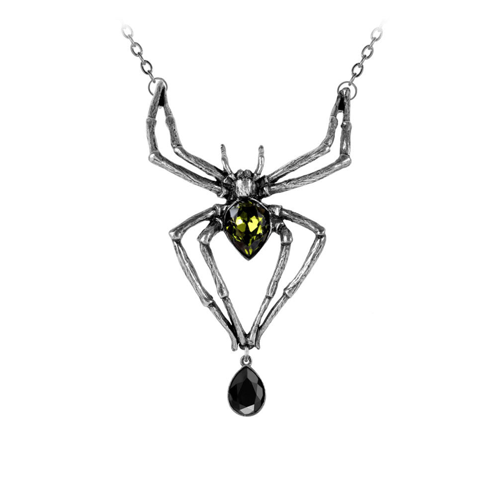 Alchemy Gothic Emerald Venom Spider Pendant Necklace P432