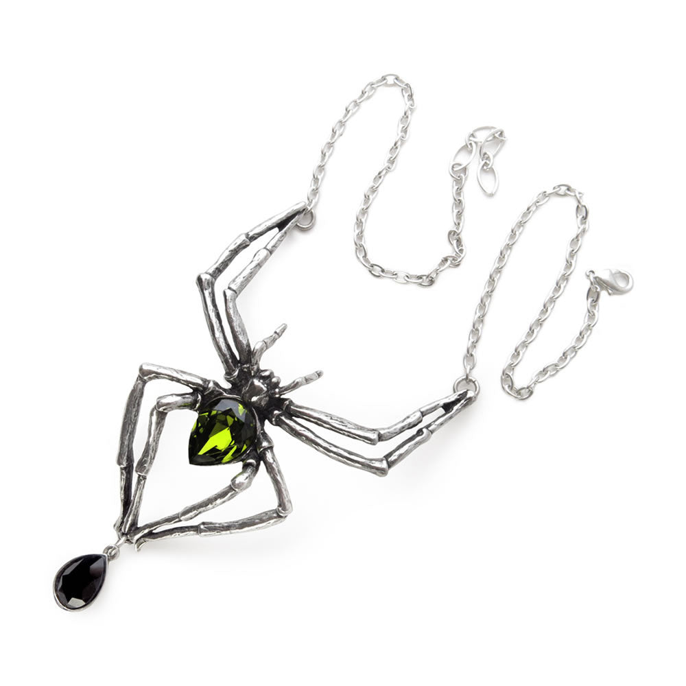 Alchemy Gothic Emerald Venom Spider Pendant Necklace P432