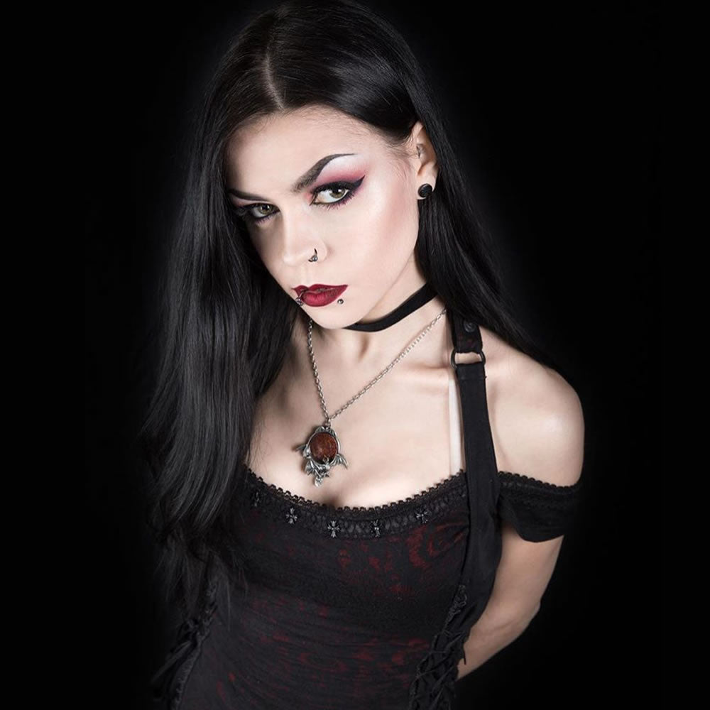 Alchemy Gothic Blood Moon Flying Bats Necklace P447