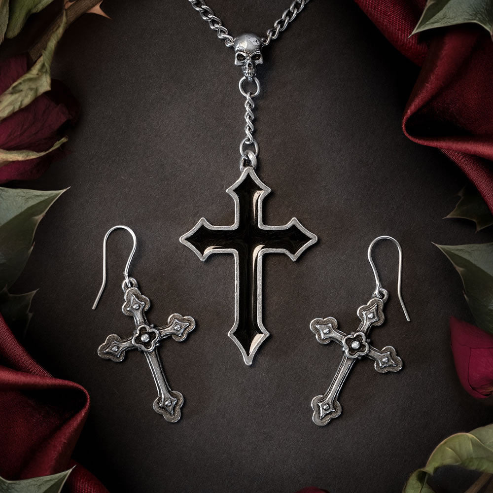 Alchemy Gothic Osbourne's Black Aiguise Cross Pendant P618