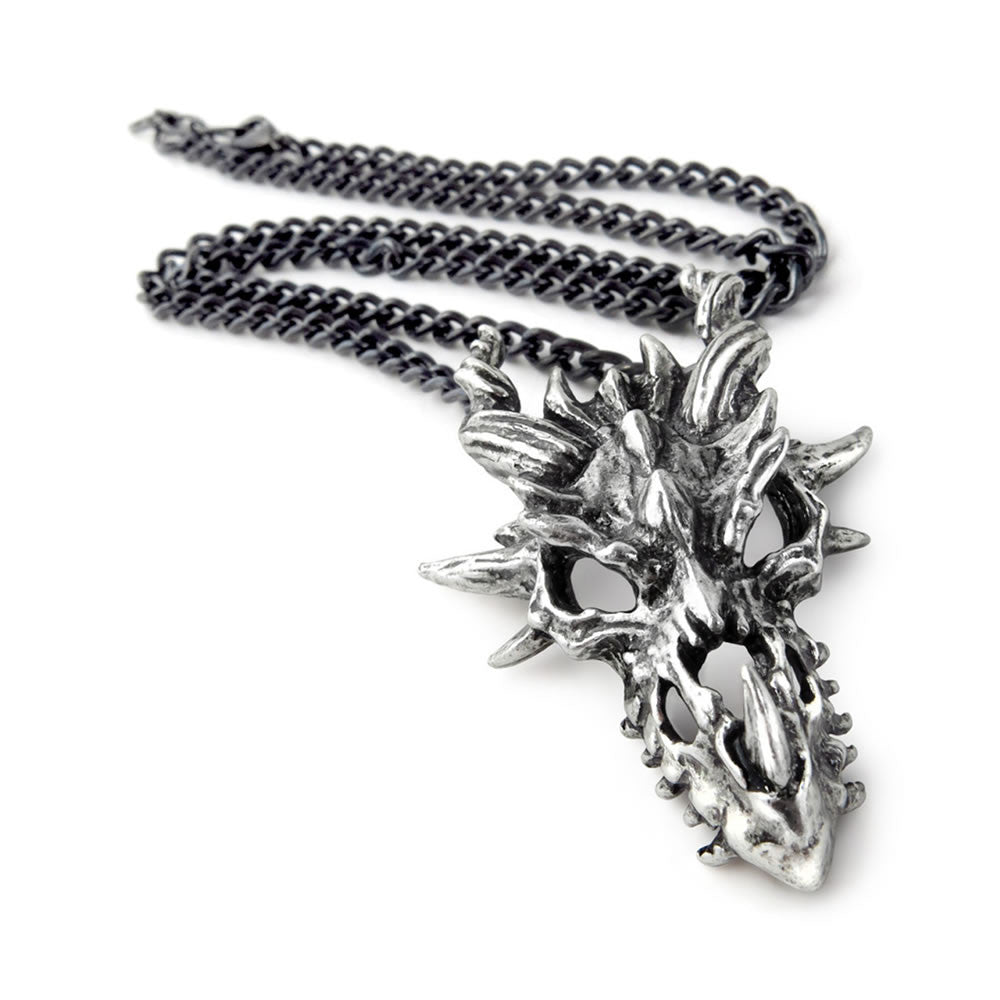 Alchemy Gothic Fierce Dragon Skull Pendant P625