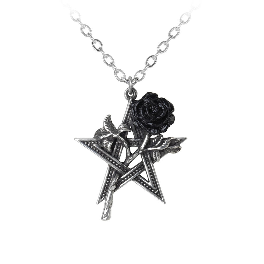 Alchemy Gothic Ruah Vered Black Rose Pentagram Pendant P715