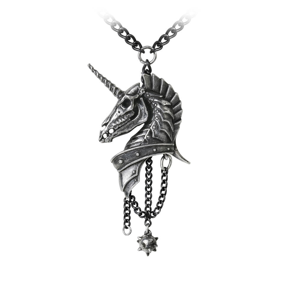 Alchemy Gothic Geistalon Armored Unicorn Skull Pendant P751