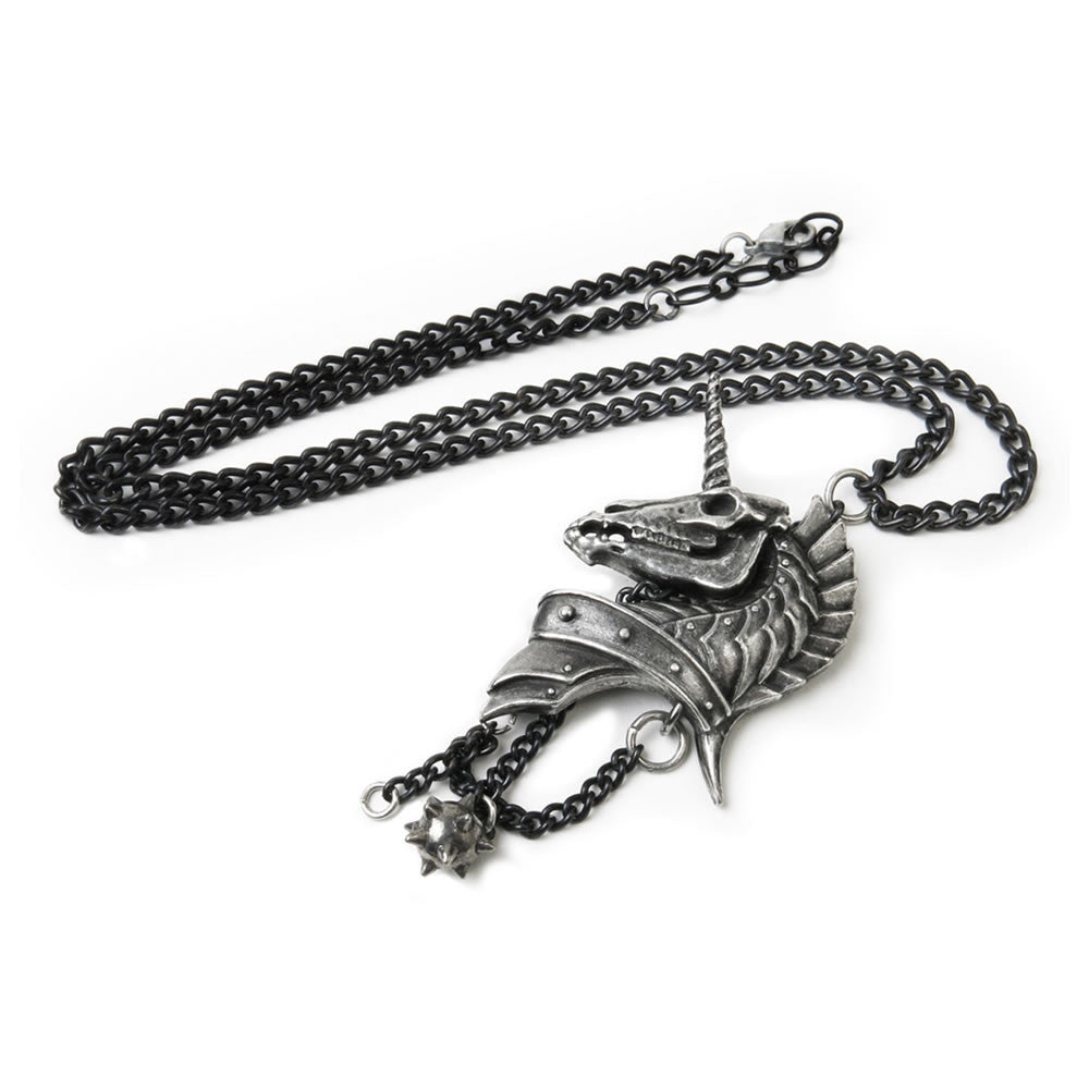 Alchemy Gothic Geistalon Armored Unicorn Skull Pendant P751