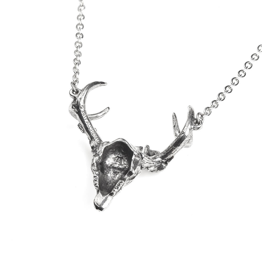 Alchemy Gothic White Hart Black Rose Magic Stag Pendant P807
