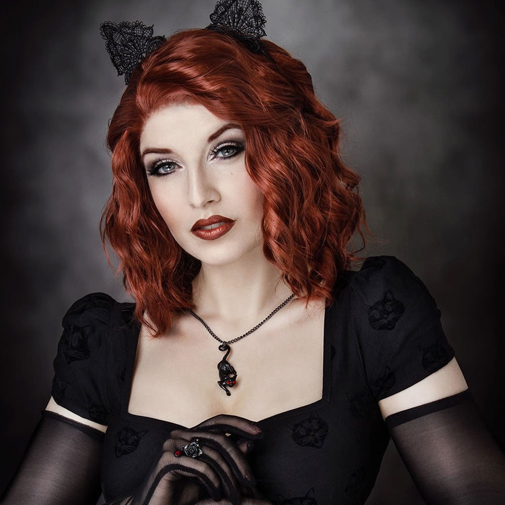 Alchemy Gothic Black Cat Sith Celtic Pendant P816