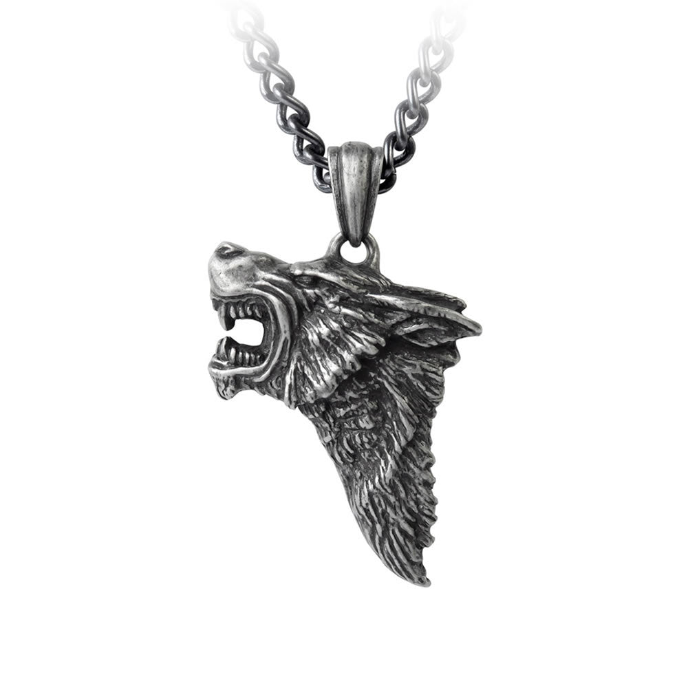Alchemy Gothic Fierce Snarling Dark Wolf Pendant P833