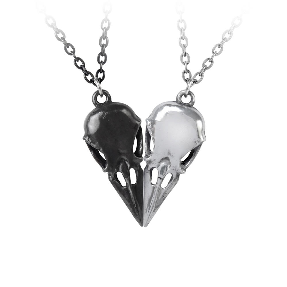Alchemy Gothic Coeur Crane Pendant Double Necklace P834