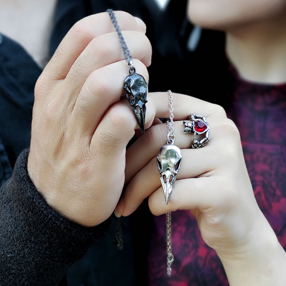 Alchemy Gothic Coeur Crane Pendant Double Necklace P834