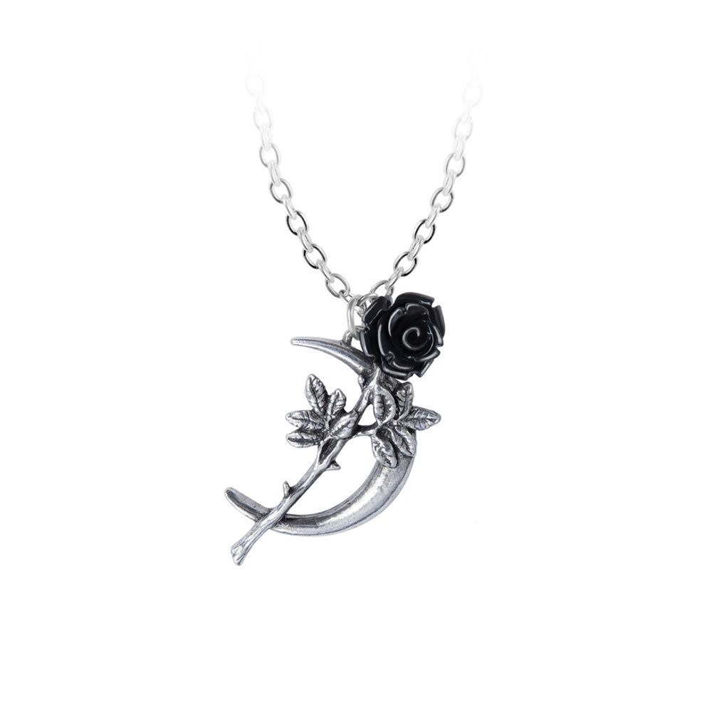Alchemy Gothic New Romance Black Rose Pendant P843