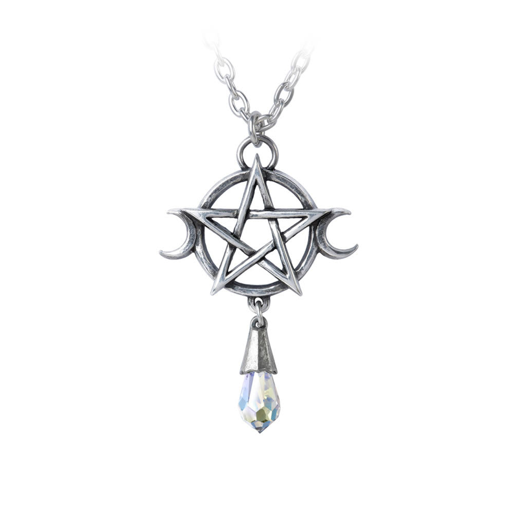 Alchemy Gothic Moon Pentagram Goddess Pendant P845