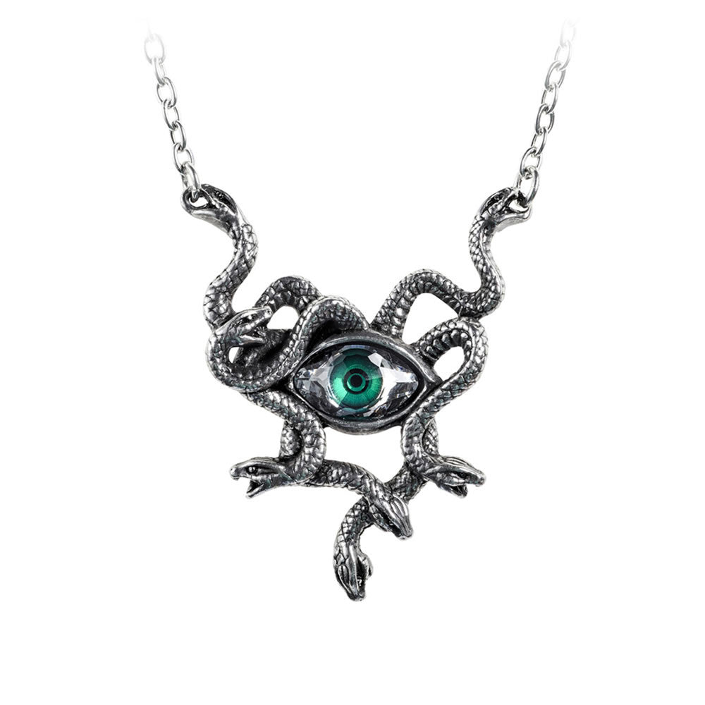 Alchemy Gothic Gorgons Green Eye Stheno Necklace P847