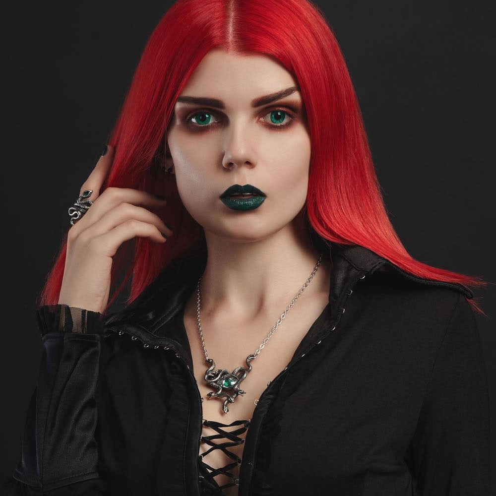 Alchemy Gothic Gorgons Green Eye Stheno Necklace P847