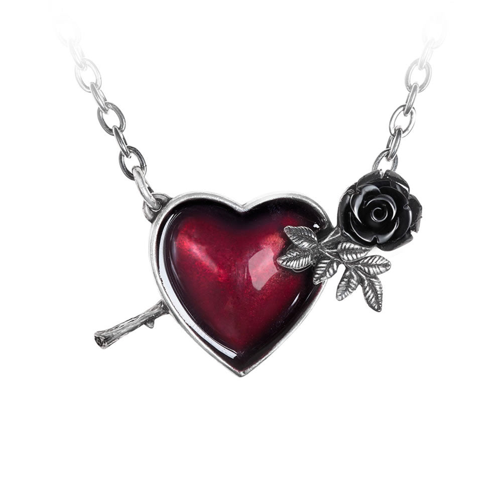 Alchemy Gothic Wounded By Love Red Heart Necklace P848