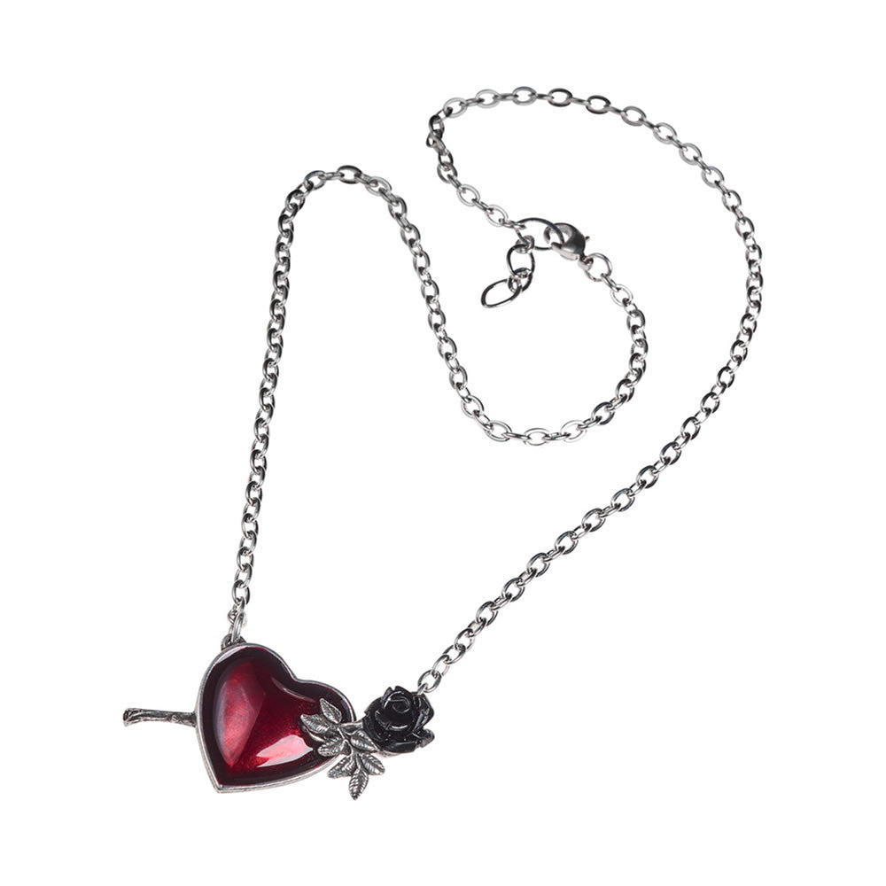 Alchemy Gothic Wounded By Love Red Heart Necklace P848
