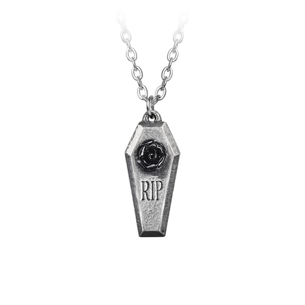 Alchemy Gothic RIP Resin Rose Coffin Pendant P881