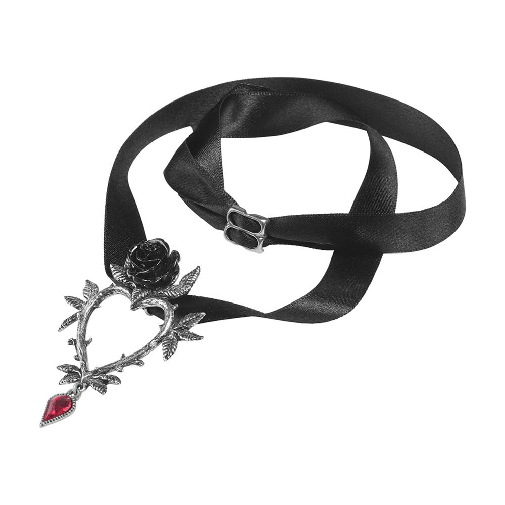 Alchemy Gothic Guirlande d'Amour Black Rose Ribbon Choker P894